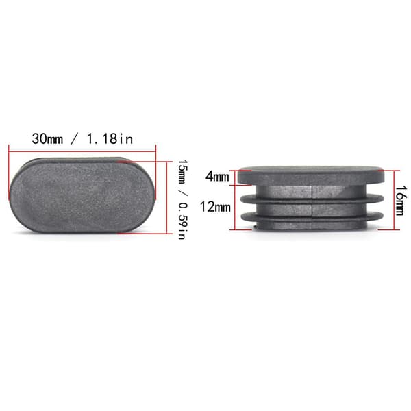 100 stk. 15x30mm plast endestykker, til møbelfødder rør ovale endestykker, til plaststoleben prop, til ovalt rør  [dB}