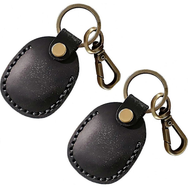 2 st PU Läder Airtag Nyckelbricka, Airtag Hänge Airtag Fodral Airtag Hållare Airtag Nyckelring Airtag Nyckelring Fodral Hållare [DB] Black