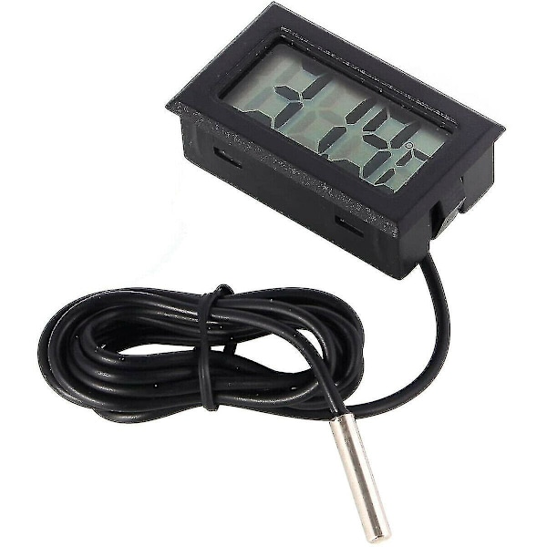 2-5m Mini Termometer Temperatur LCD-display Digital m/ Probe Sort-kabel Værktøj [DB] 2M