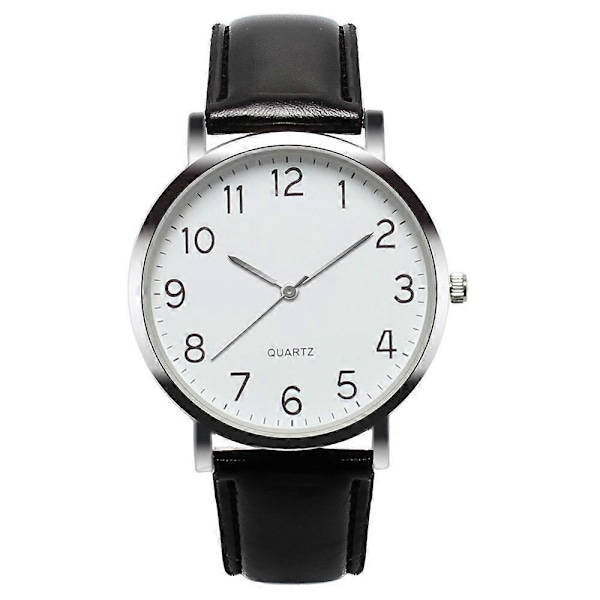 Unisex Business Fashion Nahkainen Kvartsi Rannekello [DB] Silver