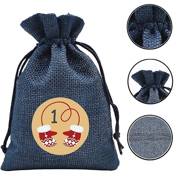 Julekalender Adventskalender Vesker Gave Diy Sett Papir Klistremerker Dekor Calendario De Adviento 24 Dager DB Dark Blue