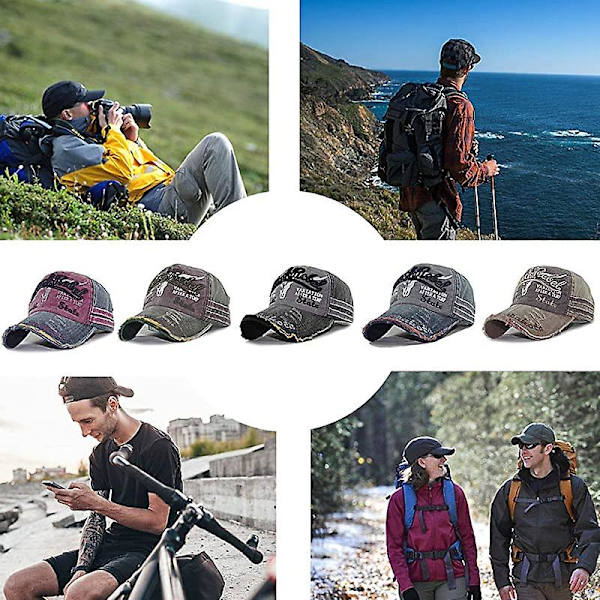 Unisex Retro Baseball Cap Bomuldsblandet Motorcykel Cap Justerbar [db]