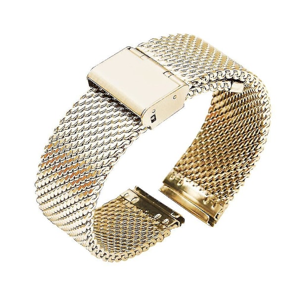 18mm 20mm 22mm 24mm Universal Milanesisk Klockarmband Snabbkoppling Klockarmband Mesh Rostfritt Stål Rem Armbandsur Svart [DB] Gold 22mm