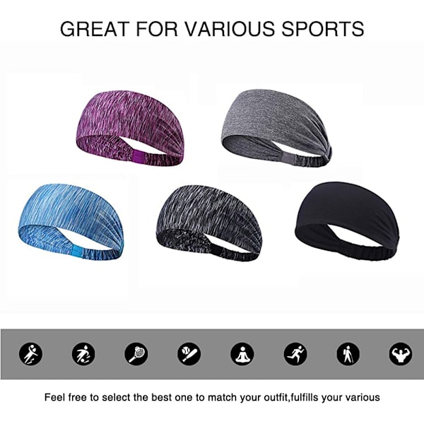 Sportpannband för kvinnor och män, halkfri, mjuk sportpannband för fitness
