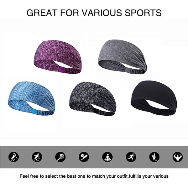Women Men Workout Headband Non-Slip Soft Sports Fitness Headband