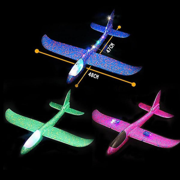 Skumhandkastande LED-flygplan leksak 48cm LED-flygläge Glider Inertia Planes Model Aircraft Planes Utomhus Sport XWH Db 48cm Pink with light