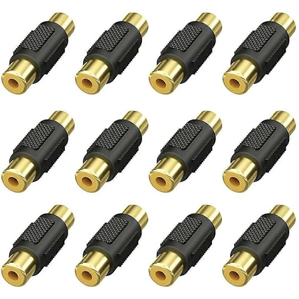 12 st RCA-honkontakter, RCA-hona till RCA-hona adapterkontakt för högtalare, RCA-kabel, Phono, förstärkare [DB]