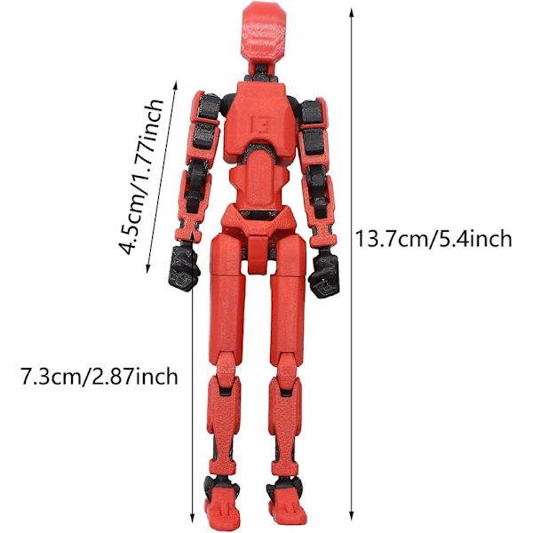 T13 Actionfigur, Titan 13 Actionfigur, 3D-tryckt multiledat rörlig T13 Actionfigur, Lucky 13 Actionfigur Skrivbordsdekor Present Db White