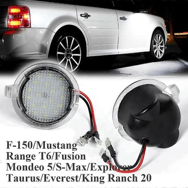LED Sidespejl Pøllelys Lamper til Edge Mondeo 5 Taurus E X Flex Explorer Expedition [Db] Blacktransparent