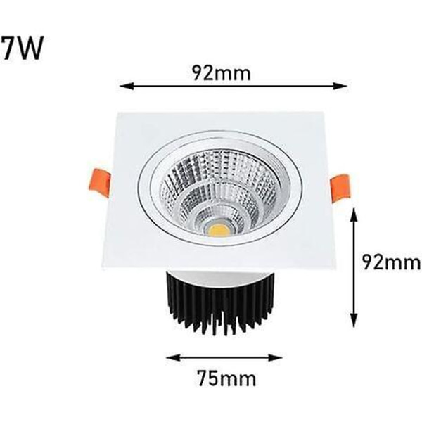 Vanntett flammehemmende LED Downlight, 7W LED Innfelt Taklampe Armatur Kald Hvit 6000K 75m [DB]