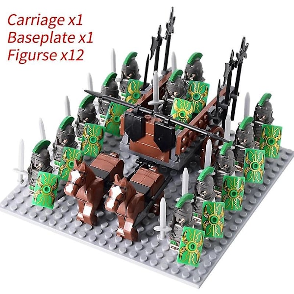 Mini actionfigurer af middelalderlige riddere, byggeklodser, romersk vogn, karet, soldat, krigshest, klodser, legetøj til børn, gave Db Set 51
