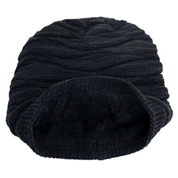 Unisex Oversized Slouch Lång Beanie Hatt Vinter Varm Stickad Wrap Cap db Black