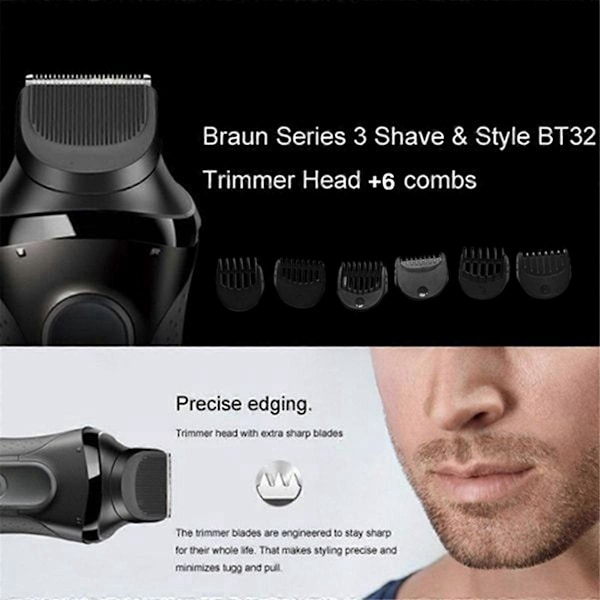 Skjeggtrimmerfeste for Braun Series 3 BT32 Elektriske Barbermaskiner [DB] Black