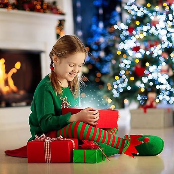 Red Green Elf Shoes - Red And Green Velvet Holiday Elf Feet Hjemmesko med Jingle Bells til voksne og børn