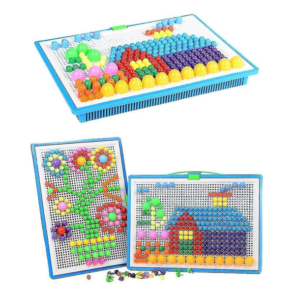296 stk Soppspiker Pegboard Pedagogisk Fargerikt puslespill Byggeklosser Kreative gjør-det-selv mosaikkleker for barn Småbarn [DB]