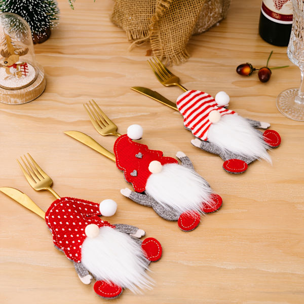 6-pack, Festlig Tomte-Gaffelöverdrag - Perfekt för Julunderhållning och Heminredning 6pcs