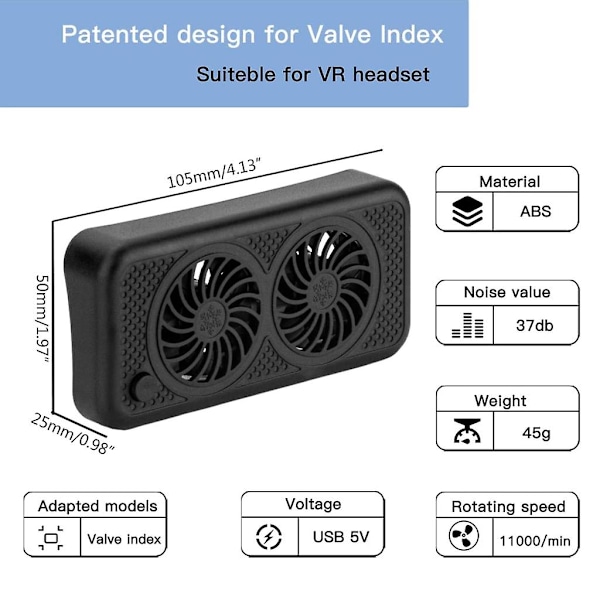 Vr Cooler Faceplate Radiator Kylfläkt Usb-driven Värmeavledning För Valve Index Vr-headset Kylfläktar [db]