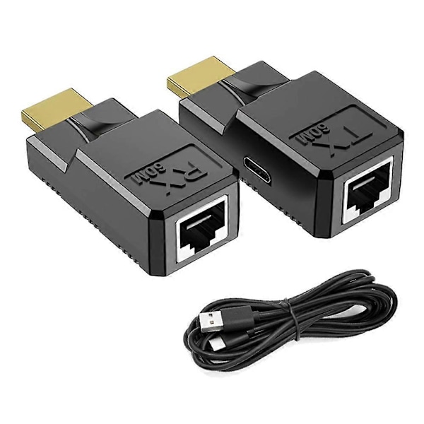 60M HDMI-kompatibel till RJ45 Adapter 1080p HDMI-kompatibel till Ethernet Nätverkskabel Förlängare Konverterare [DB] HE60
