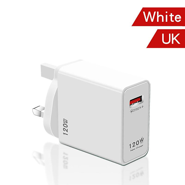 120W Nopea Lataus USB-Laturi Virtalähde IPhonelle Xiaomi Samsungille {Db} White UK