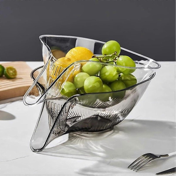 Avloppskorg Multifunktionell Plast Dräneringsskål, Diskbänk Avloppskorg Durkslag Sil Förvaring Tvätt Grönsaker Frukt Sallad (Grå) db