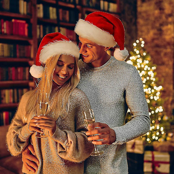 Julehatt, Nissehatt Høytid For Voksne Unisex Fløyel Komfort Ekstra Tykk Pels Julehatt For Nyttår Festlig Fest Premium db Red 3