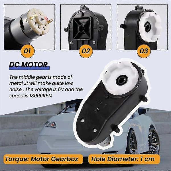 RS390 Elektrisk Motor 6V 18000RPM Bil DC Motor för Barnbilsleksak [DB] Black