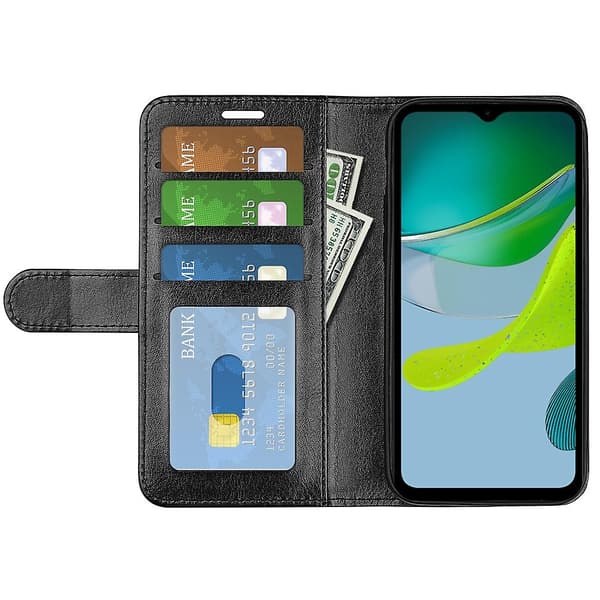 R64 Tekstureret Læder Etui Til Motorola Moto E13 [DB] Black