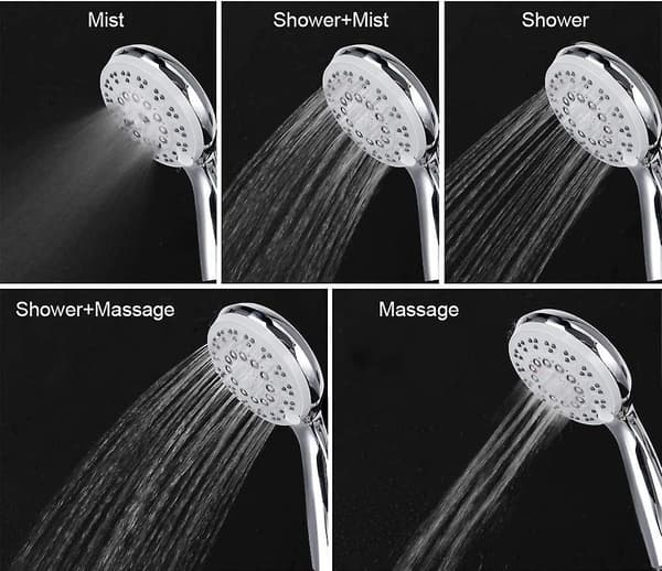 Dusjhode Universal Bath Dusj Håndholdt Håndsett Krom 5 Modus Funksjon Erstatning Høy Flow Dusjhode(g1/2)
