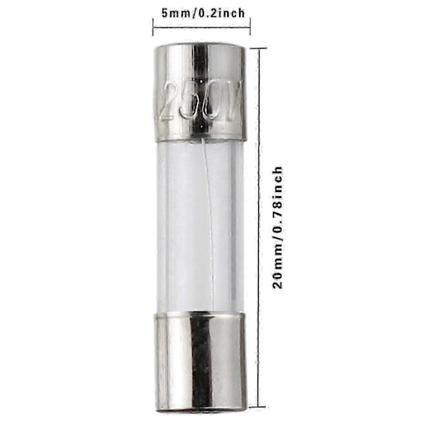 T3.15AL250V 5x20mm 3.15A 250V Langsom Blæsning Sikringer 3.15 Amp 250 Volt 0,2 x 0,78 Tommer Glasrør (Pakke med 20 stk) db