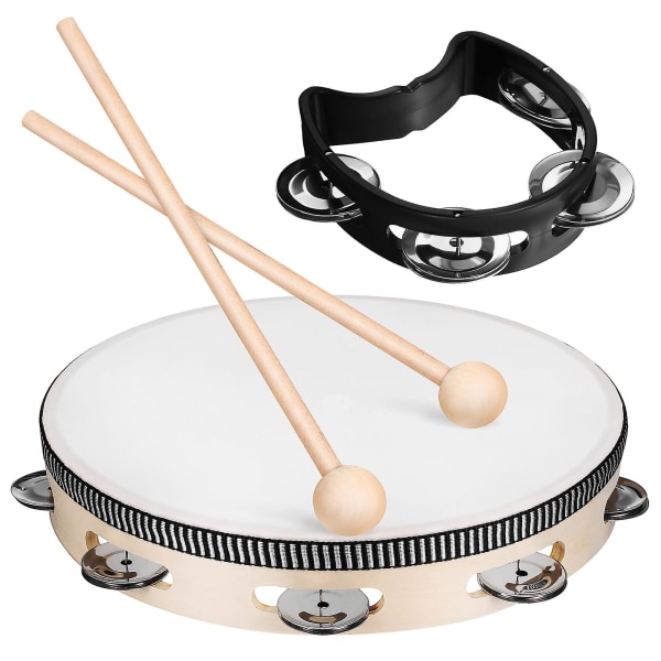 1 set tamburin med klubbor Tamburin Musikinstrument Tamburin Trummor för vuxna