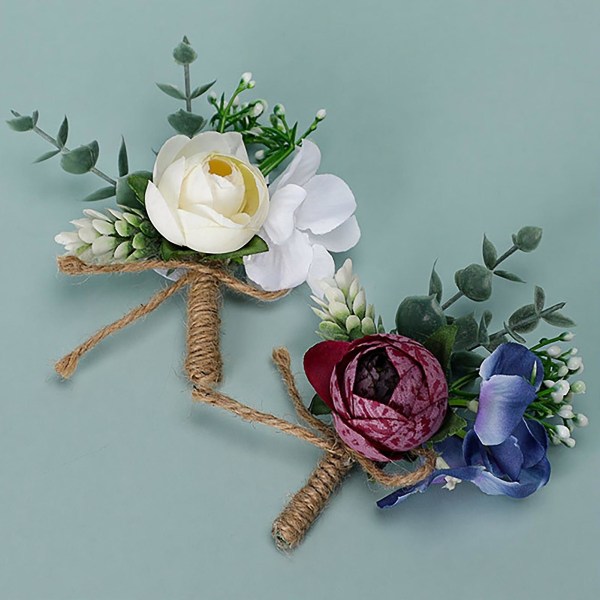 1 Bukett Blomster Dekor Simulerad Lätt Skötsel Vacker Anti Fade Brud Boutonniere Corsage Bröllopstillbehör Jikaix Purple