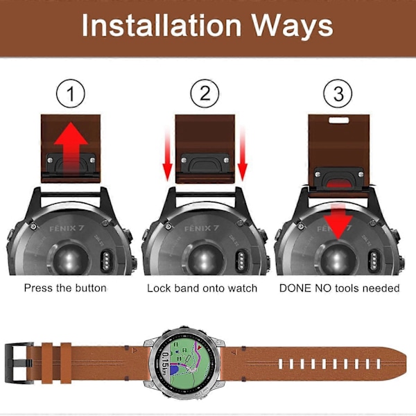 Lærreim til Garmin Fenix 8 MIP 51mm [db] Brown