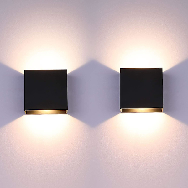 2-pack LED-vägglampor inomhus upp och ner vägglampor svart 6W aluminium [DB]
