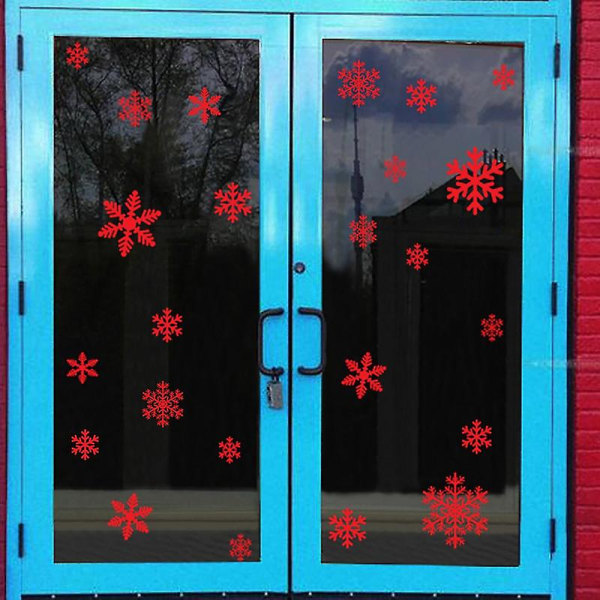 Fönsterdekaler Snöflingamönster Självhäftande Pvc Vattentät väggbakgrundsdekaler för hem Red