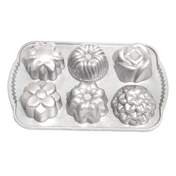 Geo Bundtlette Pan, En Størrelse 6 Forskellige Former, Charmerende Kombination, Diy Kageform, Pan [DB] silver