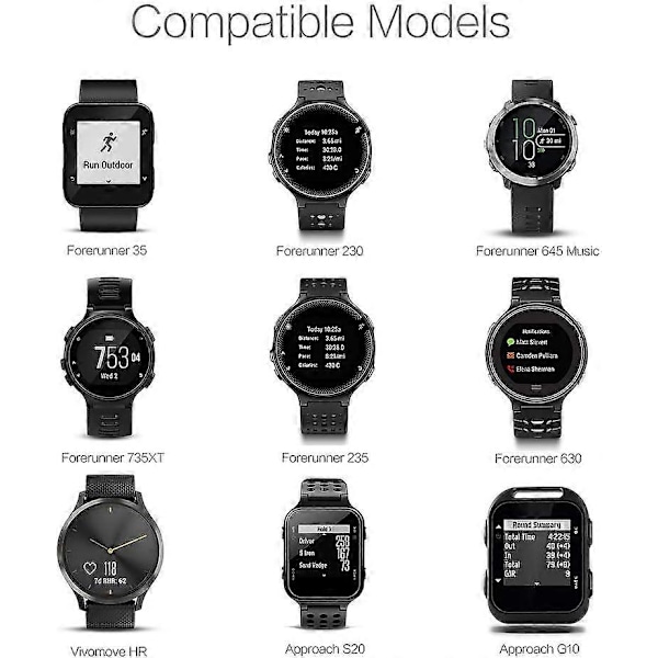 Laddare Kompatibel med Garmin Lily, Forerunner 35 35J 230 235 630 645 Music 735XT, Approach G10 S20, Vivomove HR, ForeAthlete 35J - USB Cha [db]
