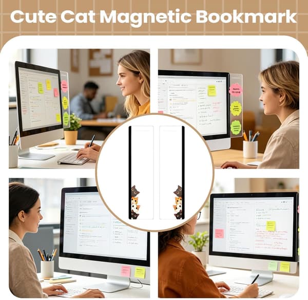 Panel Notes Monitor - Kontorskjerm Sticky Note Holder, Side Message Board Datamaskin - Kvinner Menn Studenter Arbeidere Skrivebord Studie Soverom Hjem [DB]