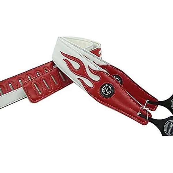 SQCLV Cool Lightning Pattern/Flame Guitar Strap Sähkökitaralle/Bassolle db White