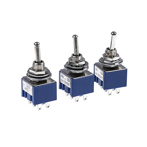 5kpl 6-nastainen vaihtokytkin 6A 125VAC 6-nastainen DPDT on-on mini vaihtokytkin uusi shytmv [DB] One Size