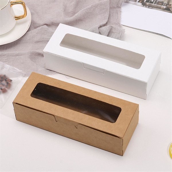25 kpl Macaron-laatikoita läpinäkyvällä näyttöikkunalla Macarons-säiliö tai pakkauslaatikkosarja suklaajälkiruoille Kakku A