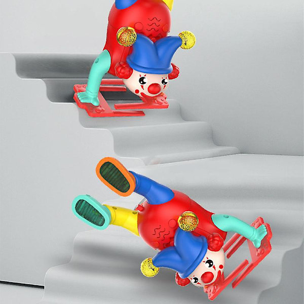 Omvänd galen cirkus rolig clown elektrisk docka handstående ljud ljus plast pedagogiska leksaker för barn barns presenter Db Green 13cm