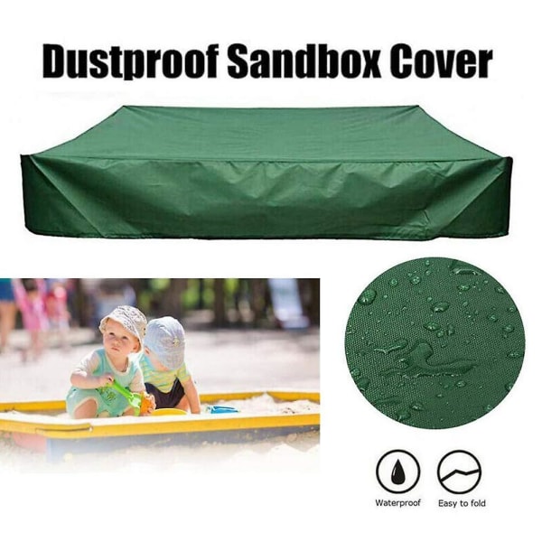 Sandkasseovertræk Vandtæt Støvbeskyttelse UV-beskyttelse Firkantet Pool Cover med snor til sandkasse, legetøj og møbler db Green 120*120cm