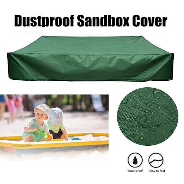 Sandkasseovertræk Vandtæt Støvbeskyttelse UV-beskyttelse Firkantet Pool Cover med snor til sandkasse, legetøj og møbler db Green 200*200cm