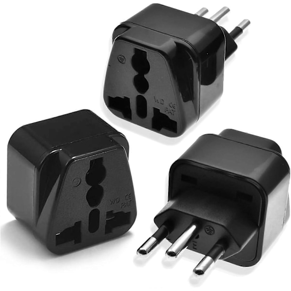 3-pack UK till Schweiz Kontaktadapter, Schweizisk Kontaktadapter, Schweizisk Reseadapter 3-stift Jordad Internationell Universell för Schweiz [db] Black White