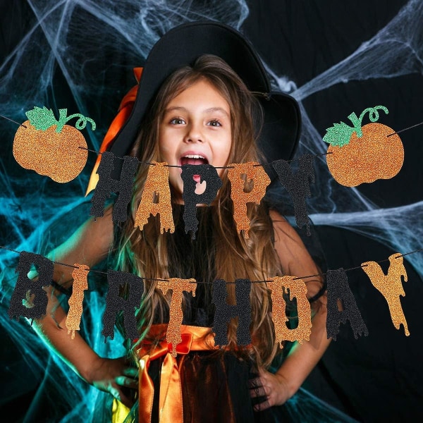 Halloween Gresskar Gratulerer Med Dagen Banner$ Thanksgiving Høst Gresskar Tema Bursdagsfest Dekorasjoner$ Halloween Bakgrunnsdekorasjon Gratulerer Med Dagen