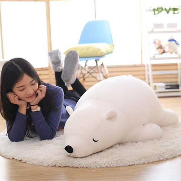 Gosedjur isbjörn för barn, Kawaii plyschleksak valp fyllning för småbarn söt mjuk DB White 55cm