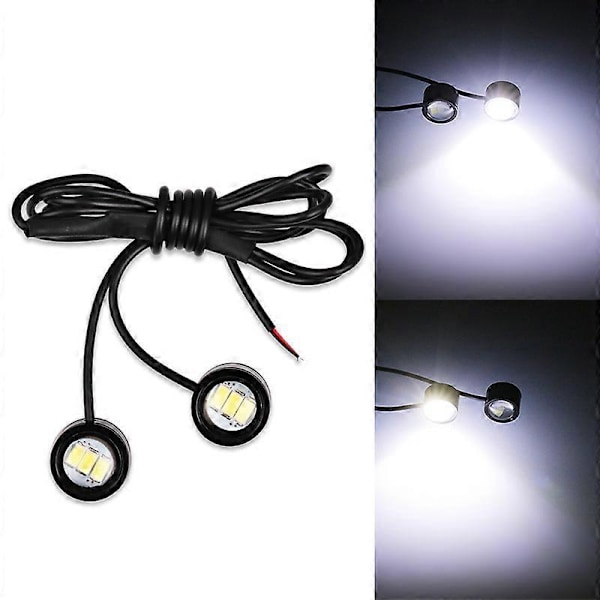 2 st LED-strobbeljus för motorcykel, motorstrobbflimmer, varningsbromsljuslampa, 12V strålkastare, fisheye-linslampa, gul blå [DB] White