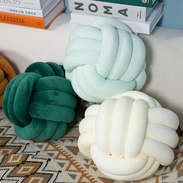 Knot Ball Knot Ball Pute Nappe Plysj Dekorativ Kaste DB dark green 20cm