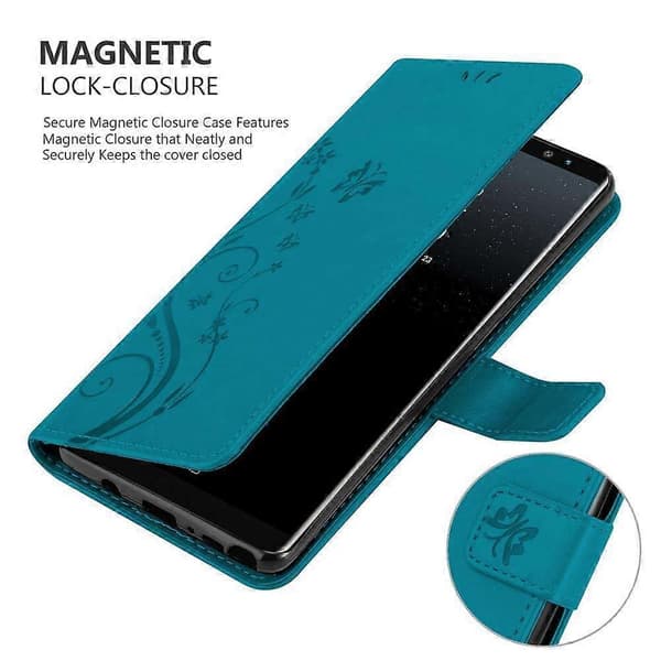 Galaxy NOTE 8 Skyddsfodral - med blommönster och kortfack [DB] FLORAL BLUE Galaxy NOTE 8