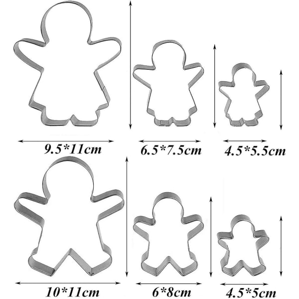 Gingerbread Man Cookie Cutters Set: Rostfritt stål pojke och flicka kex Cutter former